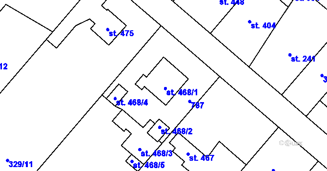 Parcela st. 468 v KÚ Lobeč, Katastrální mapa