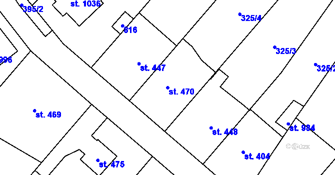Parcela st. 470 v KÚ Lobeč, Katastrální mapa