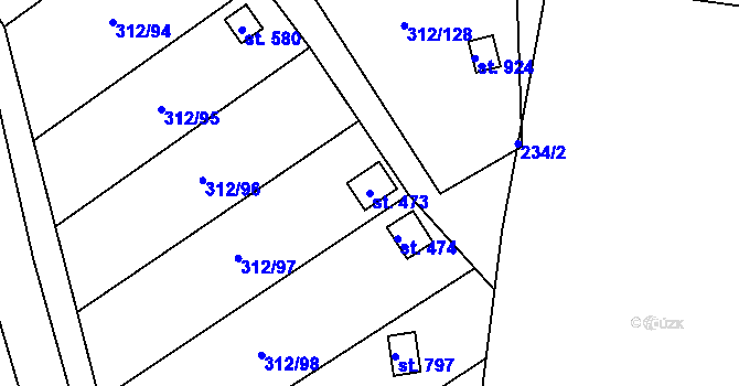 Parcela st. 473 v KÚ Lobeč, Katastrální mapa