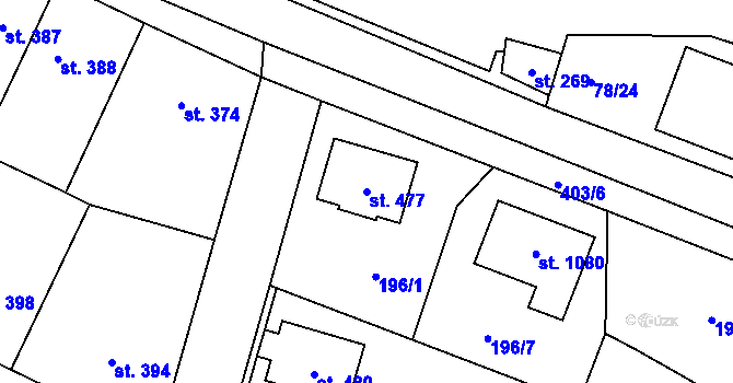 Parcela st. 477 v KÚ Lobeč, Katastrální mapa