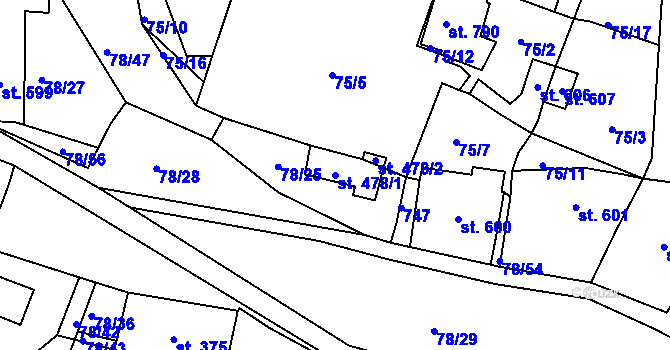 Parcela st. 478/1 v KÚ Lobeč, Katastrální mapa