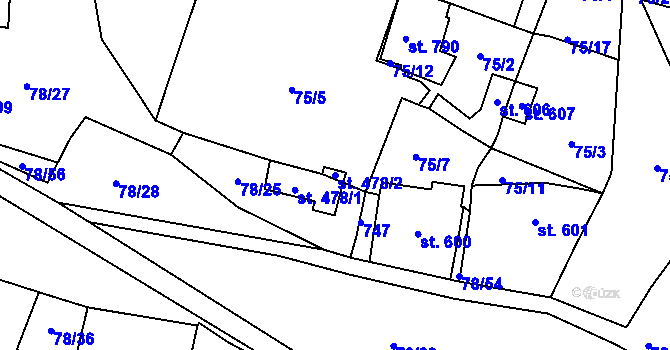 Parcela st. 478/2 v KÚ Lobeč, Katastrální mapa