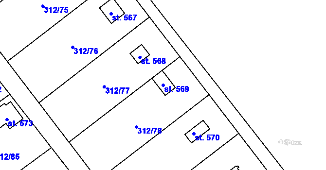 Parcela st. 569 v KÚ Lobeč, Katastrální mapa