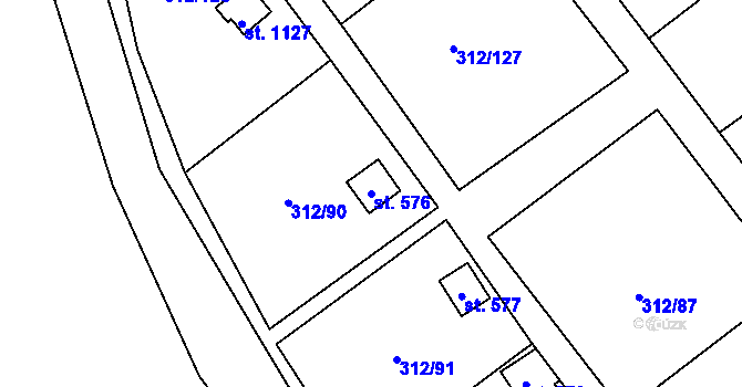 Parcela st. 576 v KÚ Lobeč, Katastrální mapa