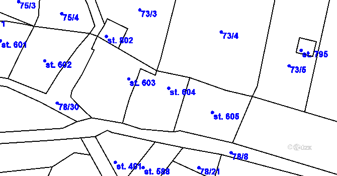 Parcela st. 604 v KÚ Lobeč, Katastrální mapa