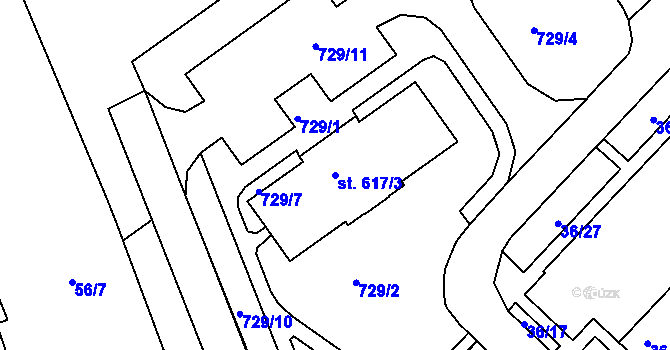 Parcela st. 617/3 v KÚ Lobeč, Katastrální mapa