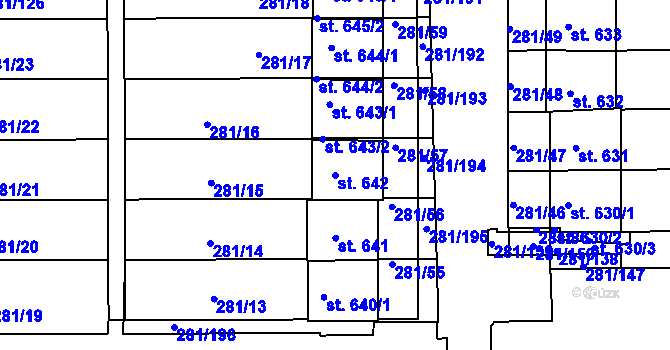 Parcela st. 642 v KÚ Lobeč, Katastrální mapa