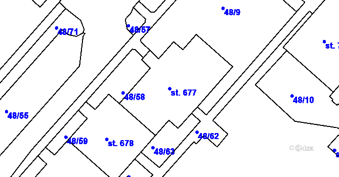 Parcela st. 677 v KÚ Lobeč, Katastrální mapa