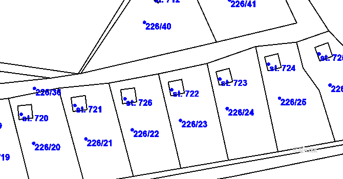 Parcela st. 722 v KÚ Lobeč, Katastrální mapa