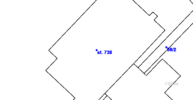 Parcela st. 738 v KÚ Lobeč, Katastrální mapa