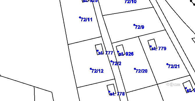 Parcela st. 777 v KÚ Lobeč, Katastrální mapa