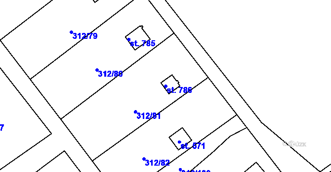Parcela st. 786 v KÚ Lobeč, Katastrální mapa
