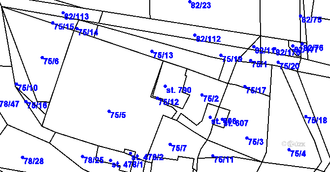 Parcela st. 790 v KÚ Lobeč, Katastrální mapa