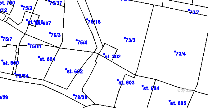 Parcela st. 802 v KÚ Lobeč, Katastrální mapa