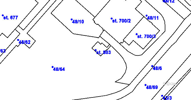 Parcela st. 803 v KÚ Lobeč, Katastrální mapa