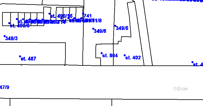 Parcela st. 804 v KÚ Lobeč, Katastrální mapa