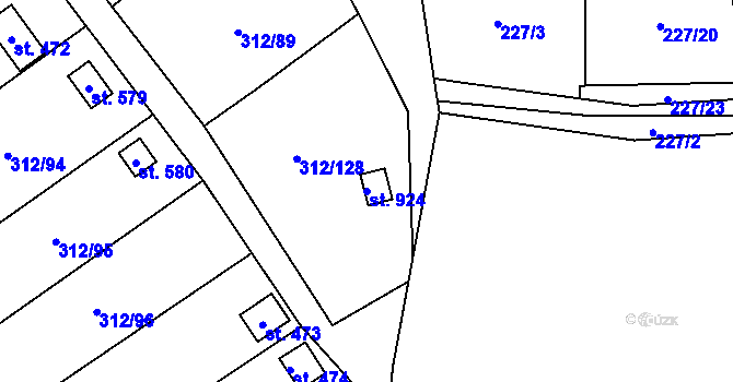 Parcela st. 924 v KÚ Lobeč, Katastrální mapa