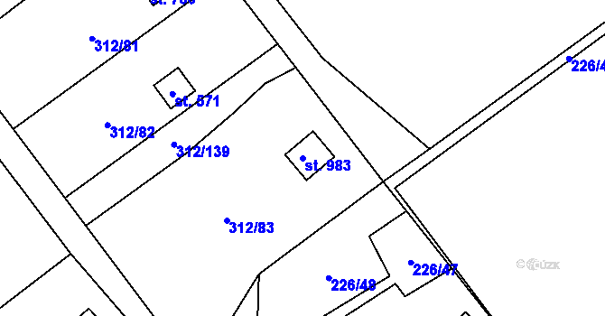 Parcela st. 983 v KÚ Lobeč, Katastrální mapa