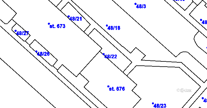 Parcela st. 48/22 v KÚ Lobeč, Katastrální mapa