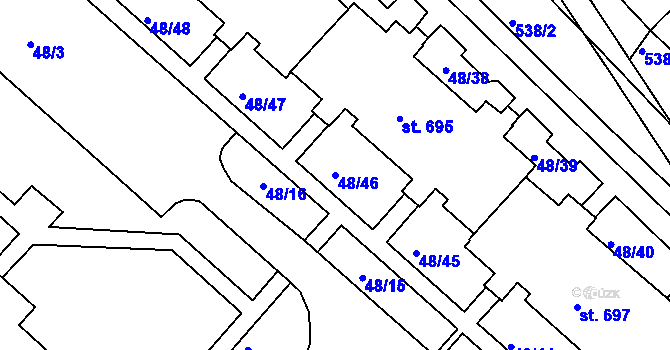 Parcela st. 48/46 v KÚ Lobeč, Katastrální mapa
