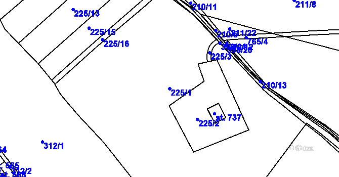 Parcela st. 225/1 v KÚ Lobeč, Katastrální mapa