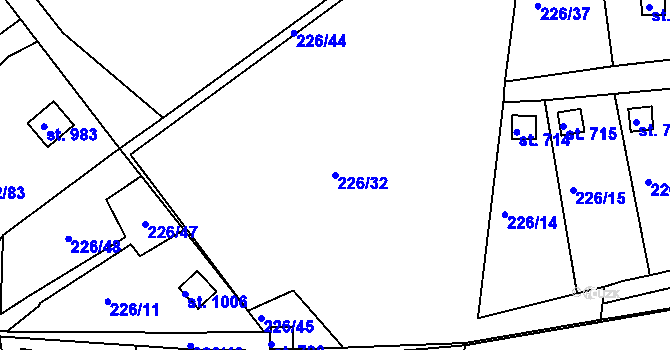 Parcela st. 226/32 v KÚ Lobeč, Katastrální mapa