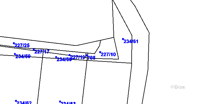 Parcela st. 227/10 v KÚ Lobeč, Katastrální mapa