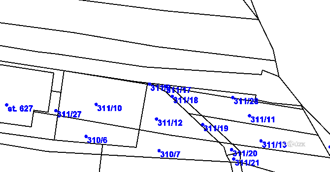 Parcela st. 311/17 v KÚ Lobeč, Katastrální mapa