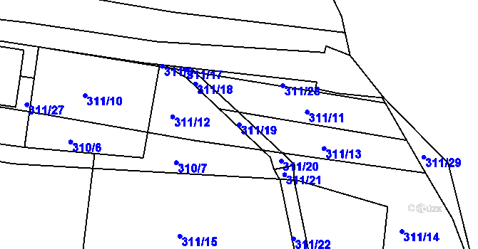 Parcela st. 311/19 v KÚ Lobeč, Katastrální mapa