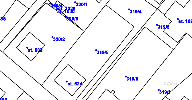 Parcela st. 319/5 v KÚ Lobeč, Katastrální mapa