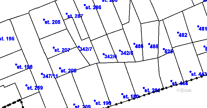 Parcela st. 342/6 v KÚ Lobeč, Katastrální mapa