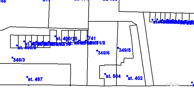 Parcela st. 349/6 v KÚ Lobeč, Katastrální mapa