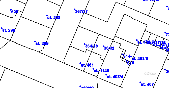 Parcela st. 364/18 v KÚ Lobeč, Katastrální mapa