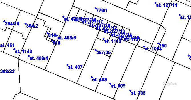 Parcela st. 367/35 v KÚ Lobeč, Katastrální mapa