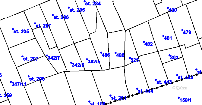 Parcela st. 486 v KÚ Lobeč, Katastrální mapa