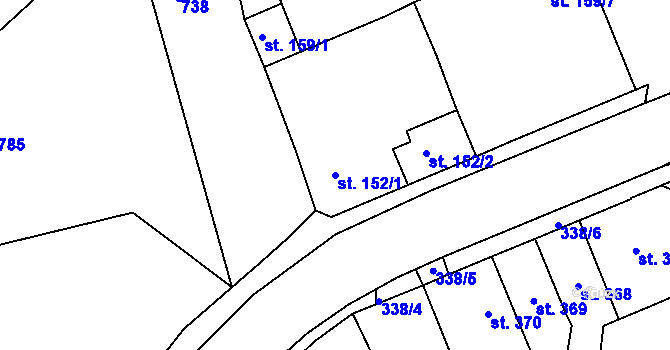 Parcela st. 152/1 v KÚ Lobeč, Katastrální mapa