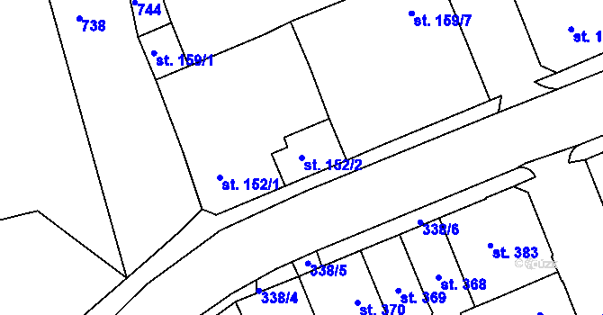 Parcela st. 152/2 v KÚ Lobeč, Katastrální mapa