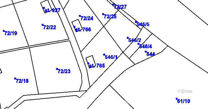 Parcela st. 546/1 v KÚ Lobeč, Katastrální mapa