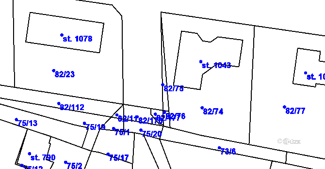 Parcela st. 82/75 v KÚ Lobeč, Katastrální mapa