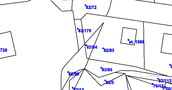 Parcela st. 82/84 v KÚ Lobeč, Katastrální mapa