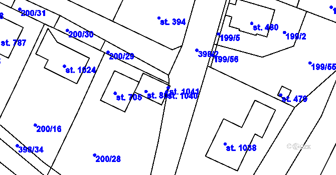 Parcela st. 1041 v KÚ Lobeč, Katastrální mapa