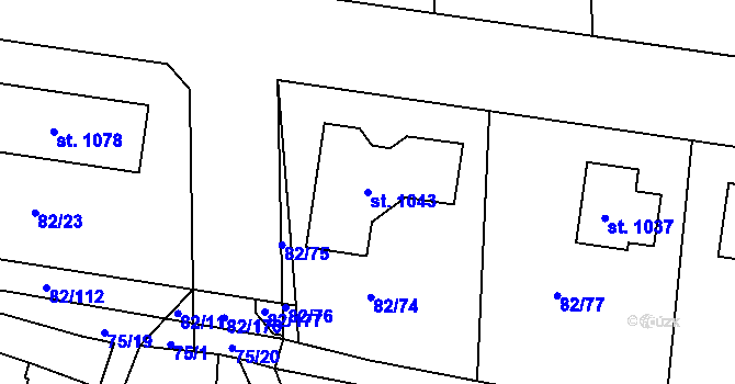Parcela st. 1043 v KÚ Lobeč, Katastrální mapa