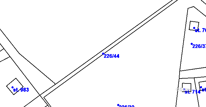 Parcela st. 226/44 v KÚ Lobeč, Katastrální mapa
