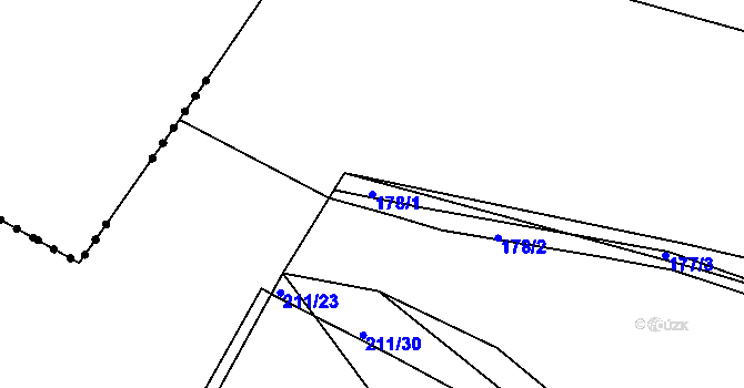 Parcela st. 178/1 v KÚ Lobeč, Katastrální mapa