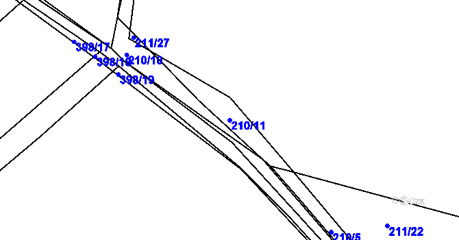 Parcela st. 210/11 v KÚ Lobeč, Katastrální mapa