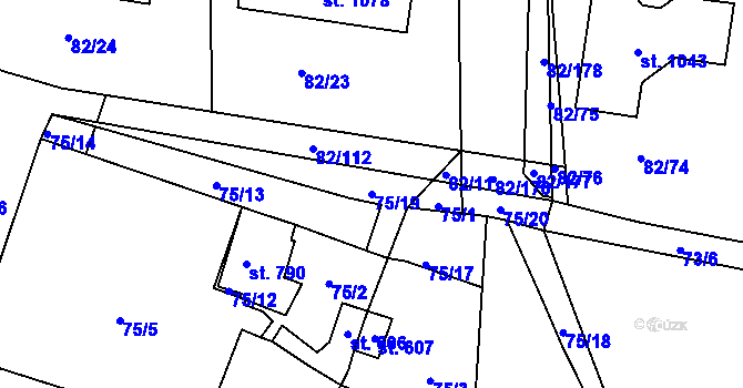Parcela st. 75/19 v KÚ Lobeč, Katastrální mapa