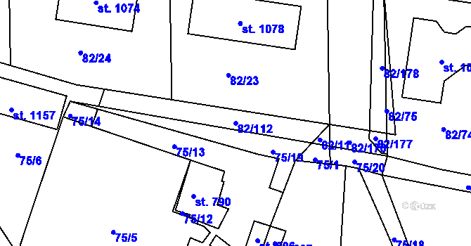 Parcela st. 82/112 v KÚ Lobeč, Katastrální mapa
