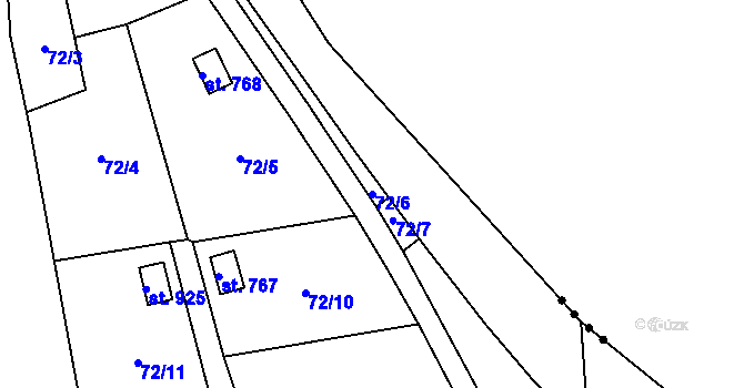 Parcela st. 72/6 v KÚ Lobeč, Katastrální mapa