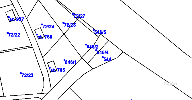Parcela st. 546/4 v KÚ Lobeč, Katastrální mapa