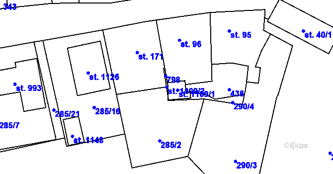 Parcela st. 1109/2 v KÚ Lobeč, Katastrální mapa